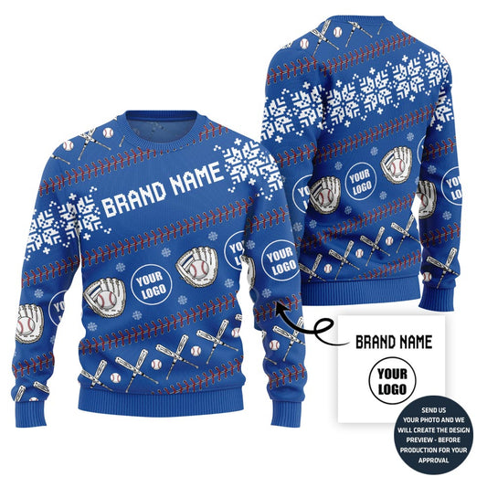 Cheer Personalized Baseball Team Logo And Name Ugly Christmas Sweater