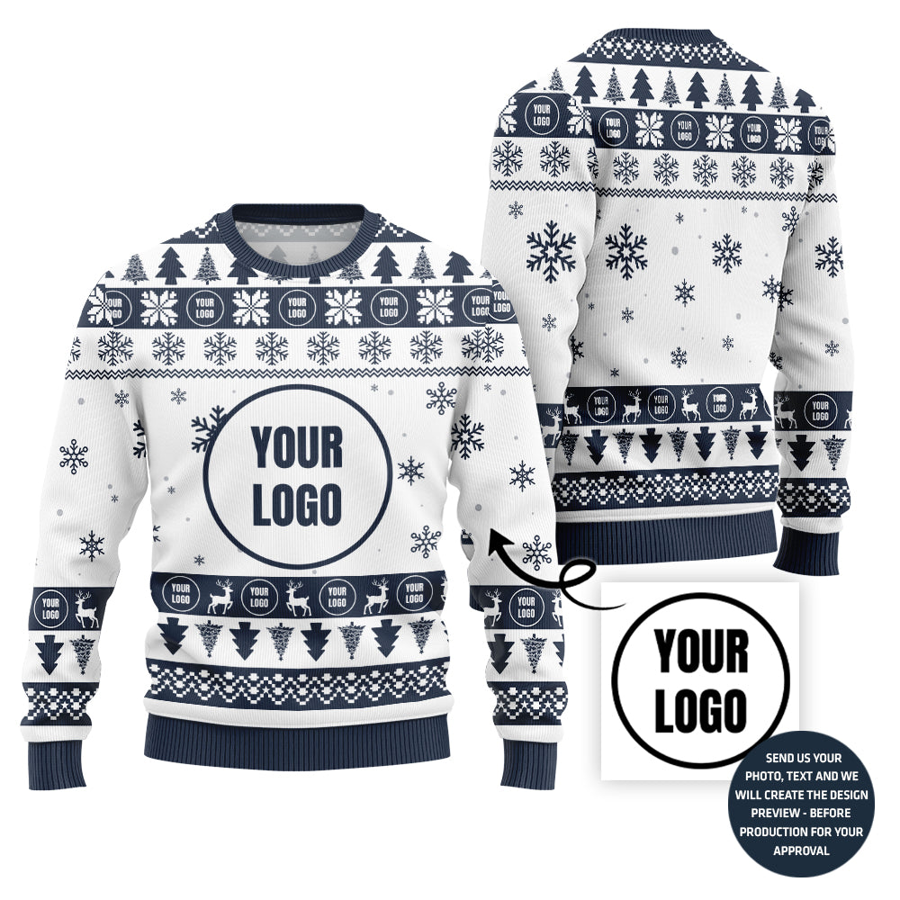 Cheerful Custom Logo For Business Xmas Sweater
