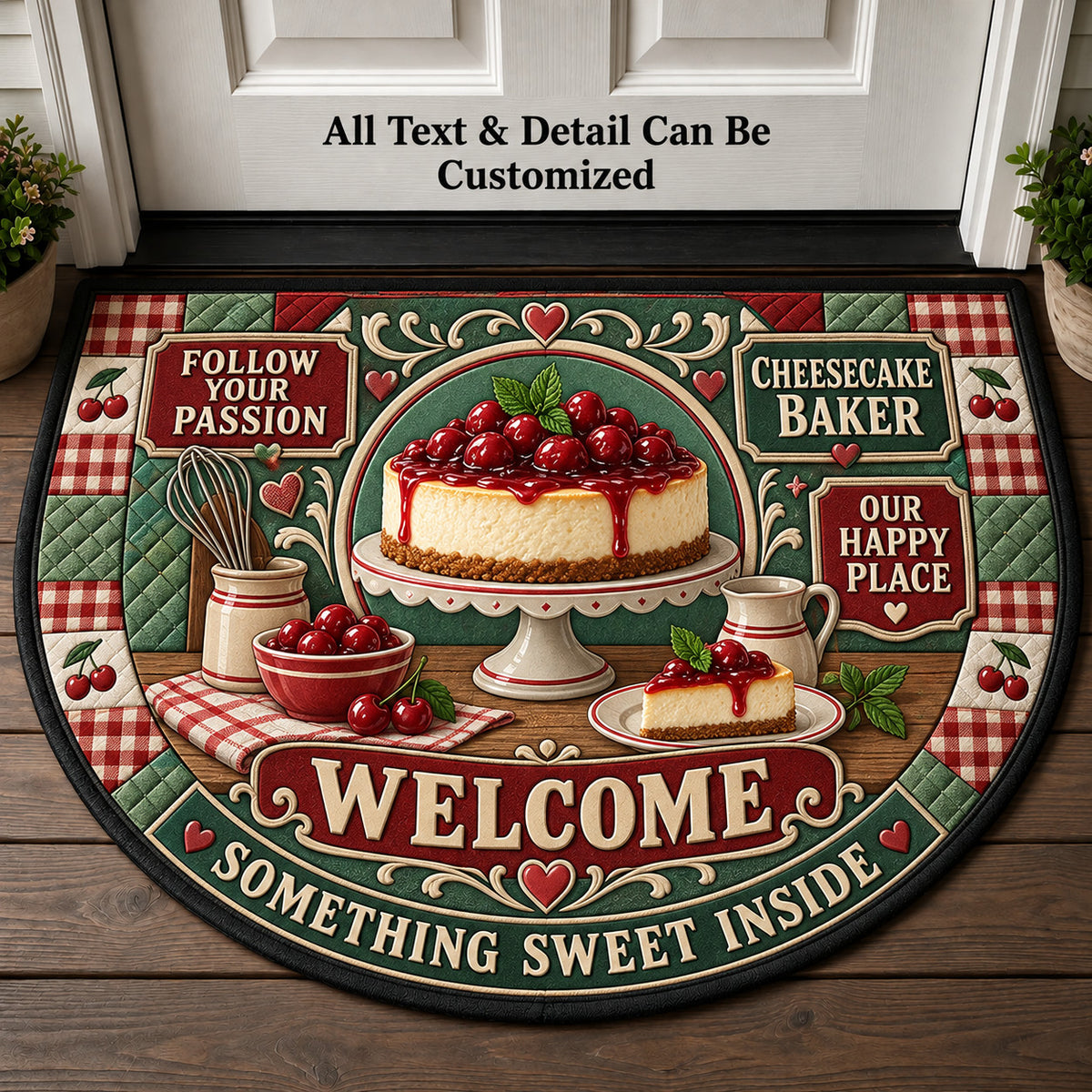 Cheesecake Baker Personalized Half Round Mat | 5To9Vibe