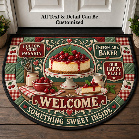 Cheesecake Baker Personalized Half Round Mat | 5To9Vibe