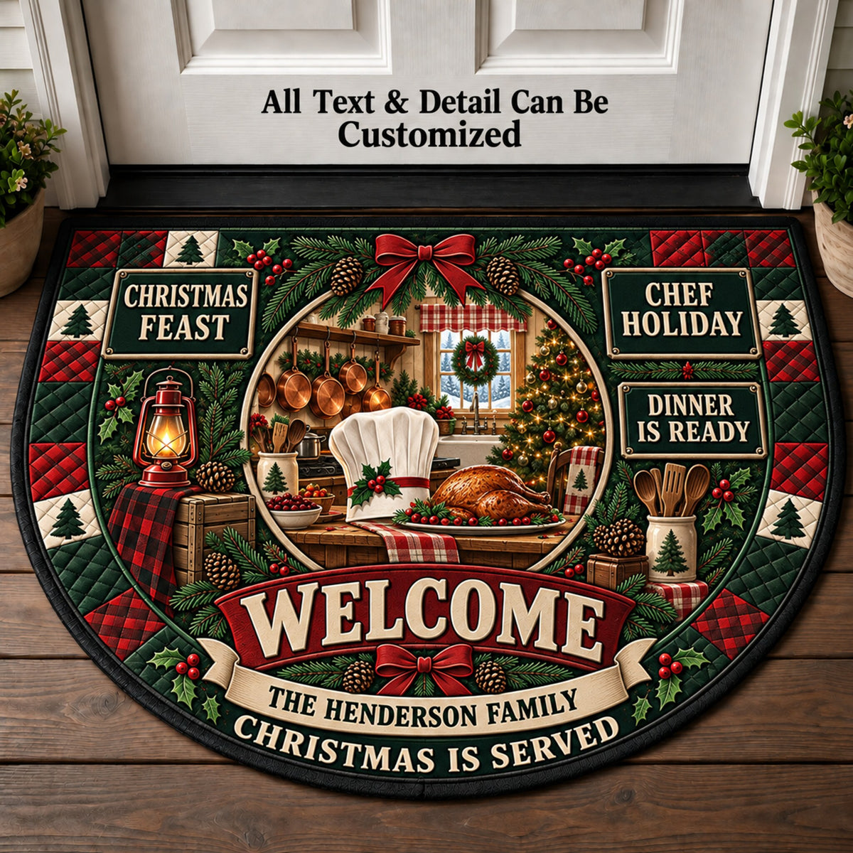 Chef Christmas Personalized Half Round Mat | 5To9Vibe