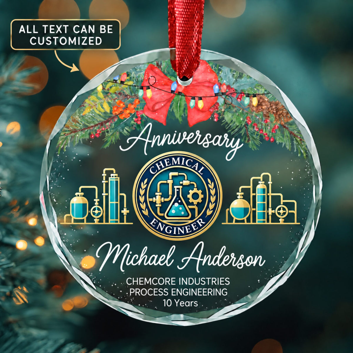 Chemical Engineers Personalized Glass Ornament | 5To9Vibe