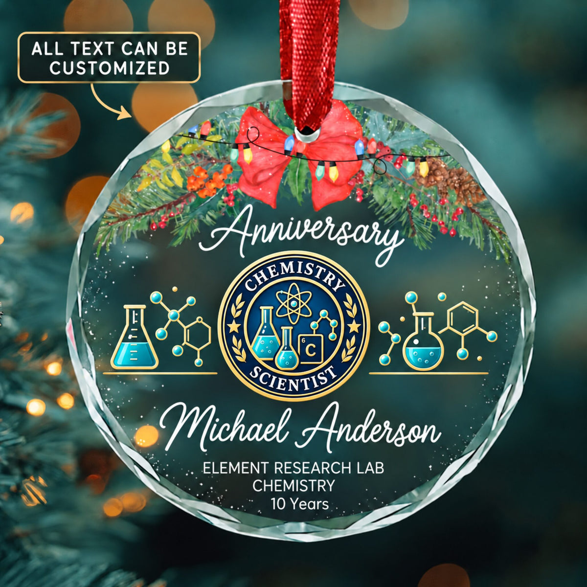 Chemists Personalized Glass Ornament | 5To9Vibe