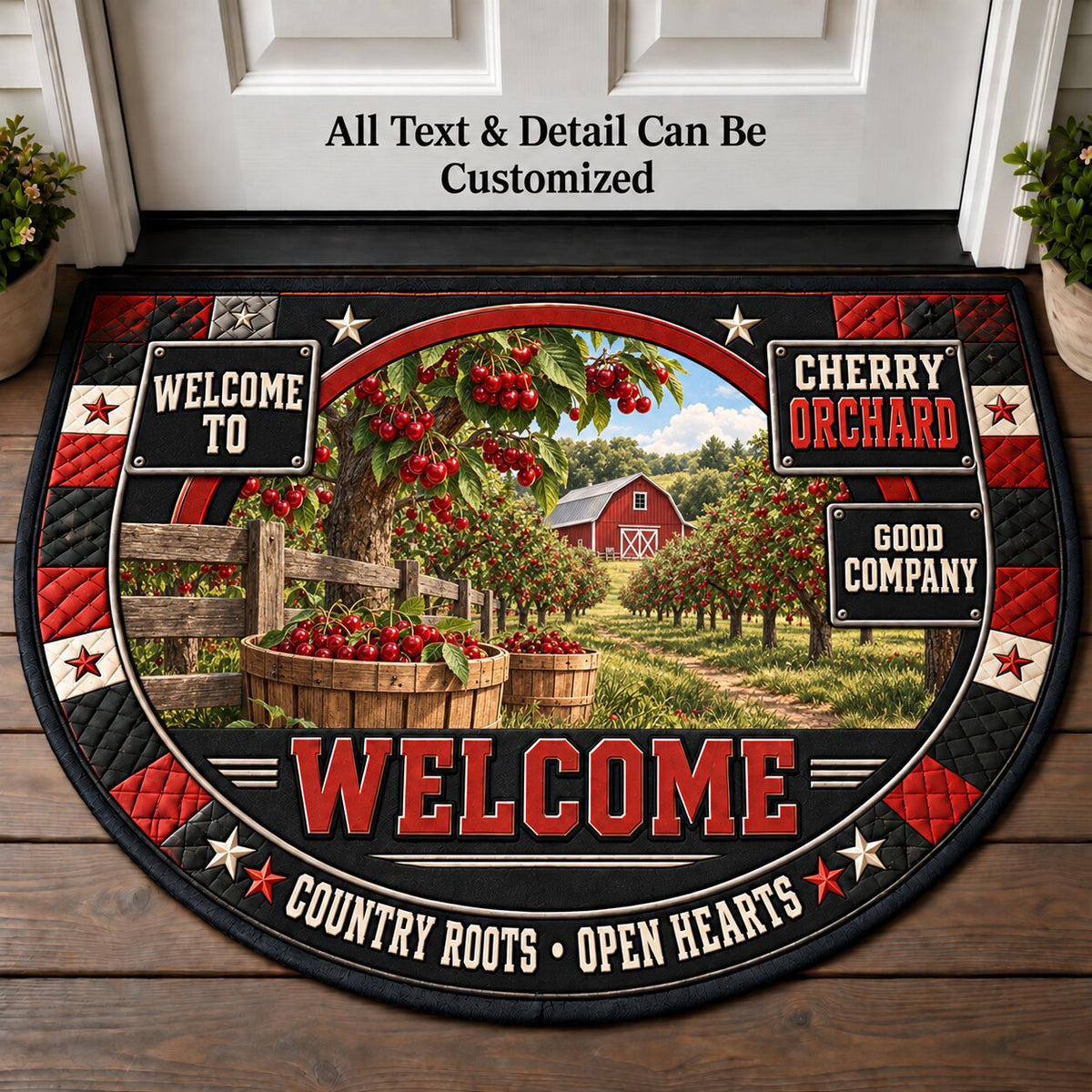Cherry Orchard Personalized Half Round Mat | 5To9Vibe