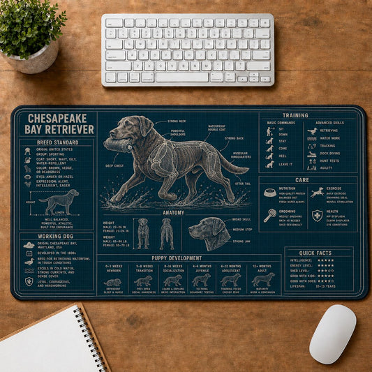 Chesapeake Bay Retriever Dog Breed Visual Guide Desk Mat | 5To9Vibe