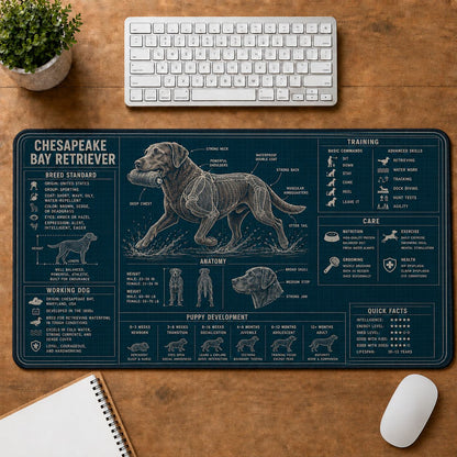 Chesapeake Bay Retriever Dog Breed Visual Guide Desk Mat | 5To9Vibe