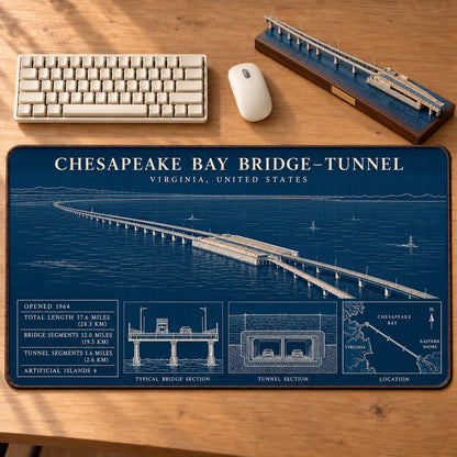 Historic American Bridges Architectural Blueprint Desk Mat Mouse Pad Trending - 5to9vibe