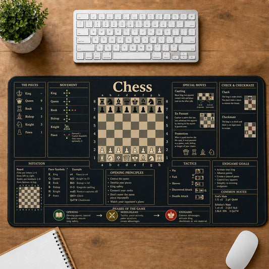 Chess Cheat Sheet Quick Reference Guide Desk Mat | 5To9Vibe