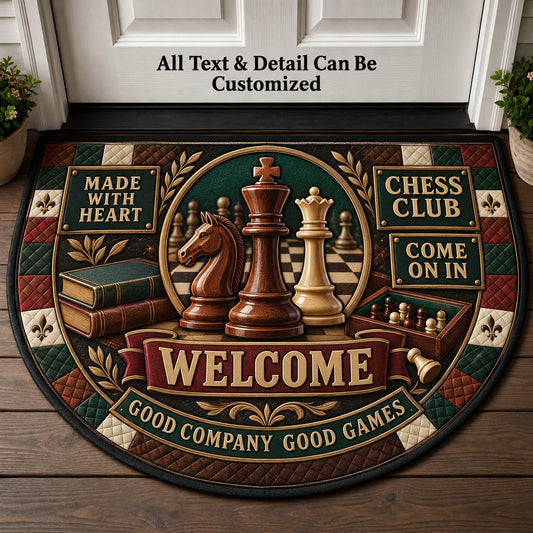 Chess Club Personalized Half Round Mat | 5To9Vibe