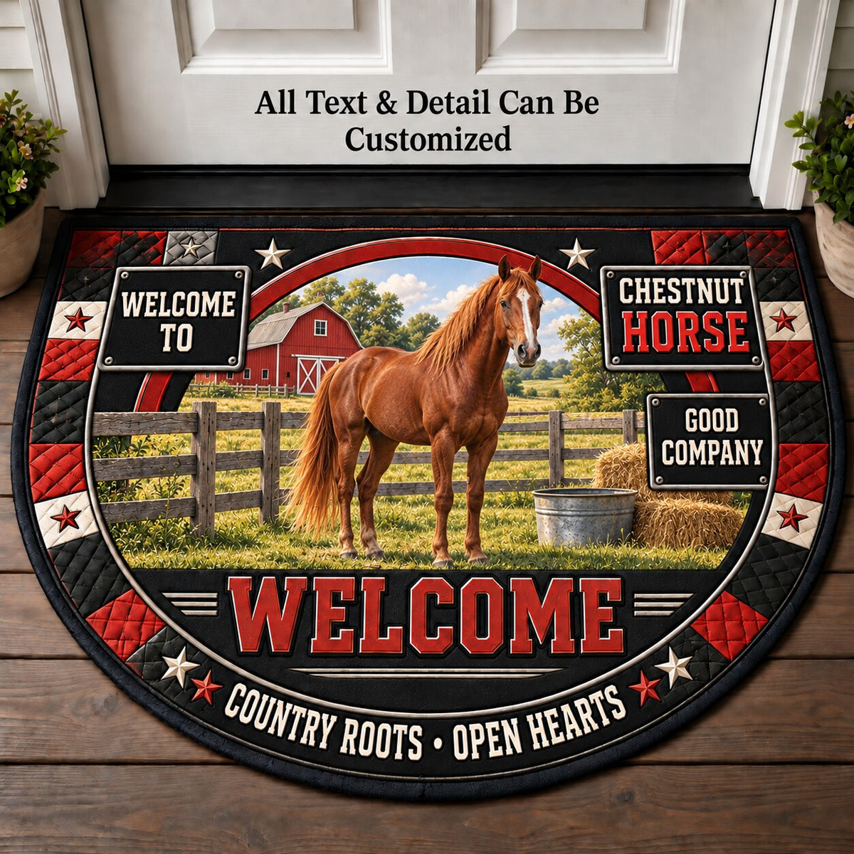 Chestnut Horse Personalized Half Round Mat | 5To9Vibe