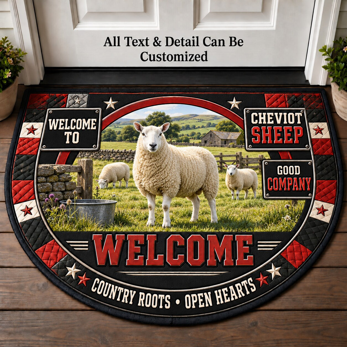 Cheviot Sheep Personalized Half Round Mat | 5To9Vibe