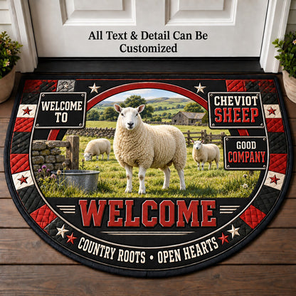 Cheviot Sheep Personalized Half Round Mat | 5To9Vibe