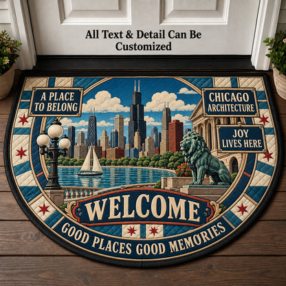 Chicago Architecture Personalized Half Round Mat | 5To9Vibe