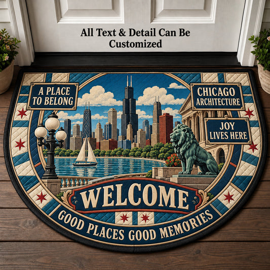 Chicago Architecture Personalized Half Round Mat | 5To9Vibe