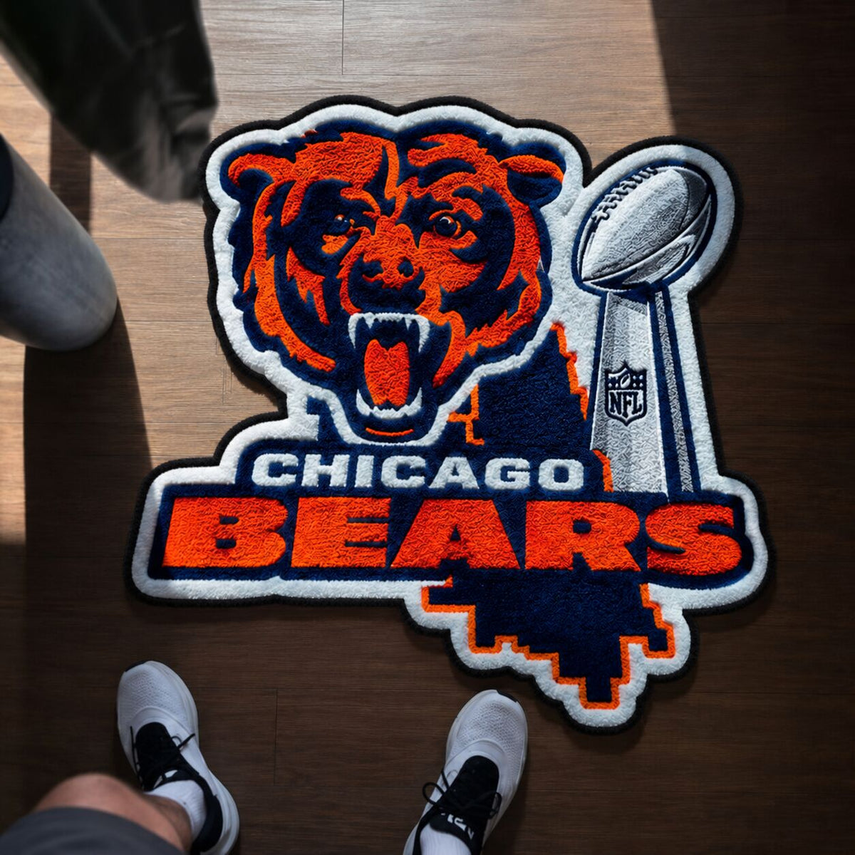 All Football Teams Logo Trophy City Map Football Fan Custom Shape Rug Print Premium Welcome Mat Washable Black Border Personalized Football Custom Shape Rug
