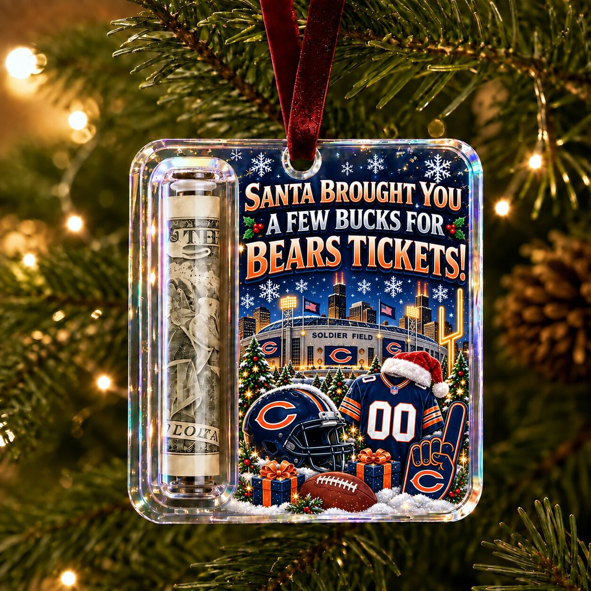 All Football Teams Football Stadium Christmas Money Holder Glass Ornament - 5to9vibe