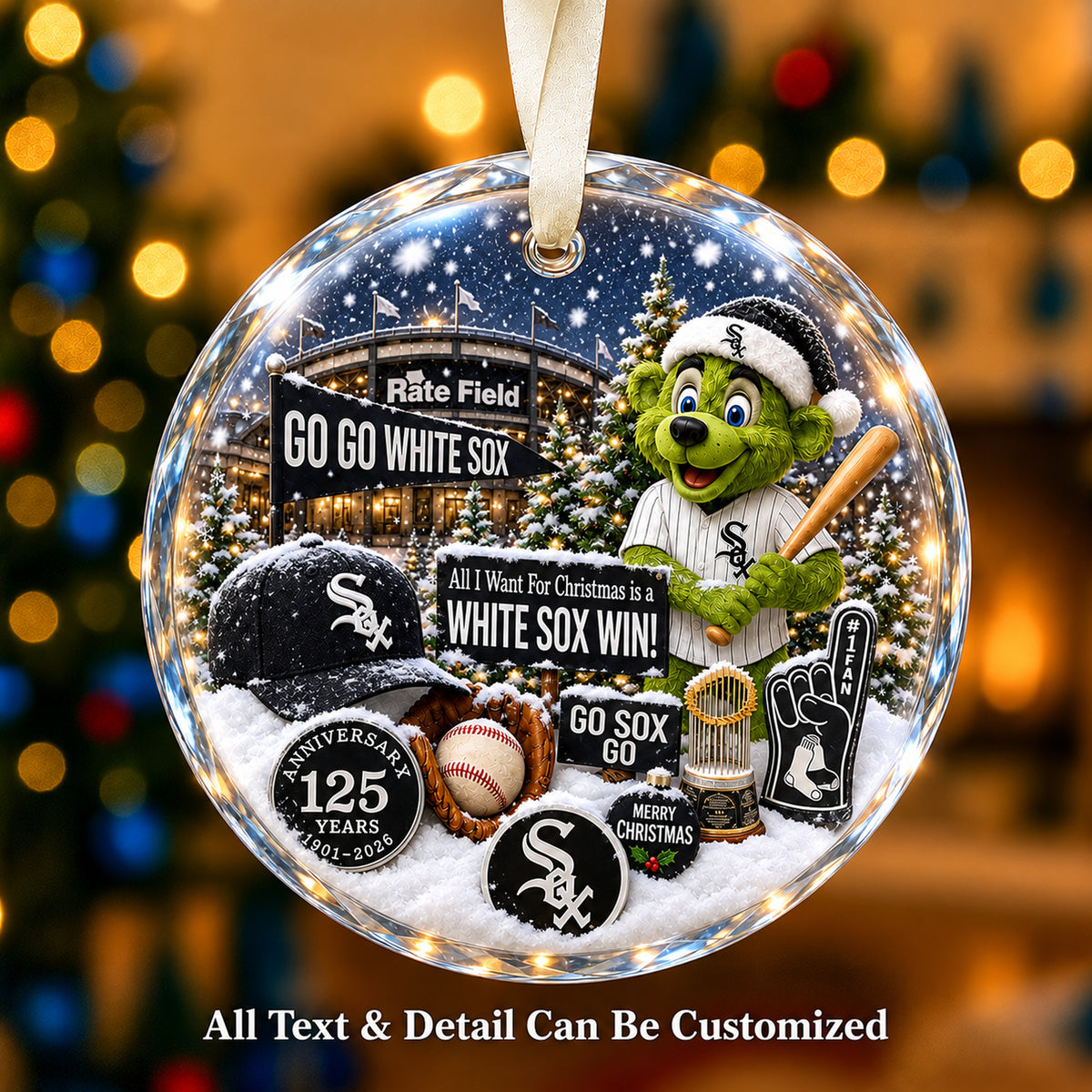 Baseball team Style 07 Glass Ornament mockup | 5To9Vibe