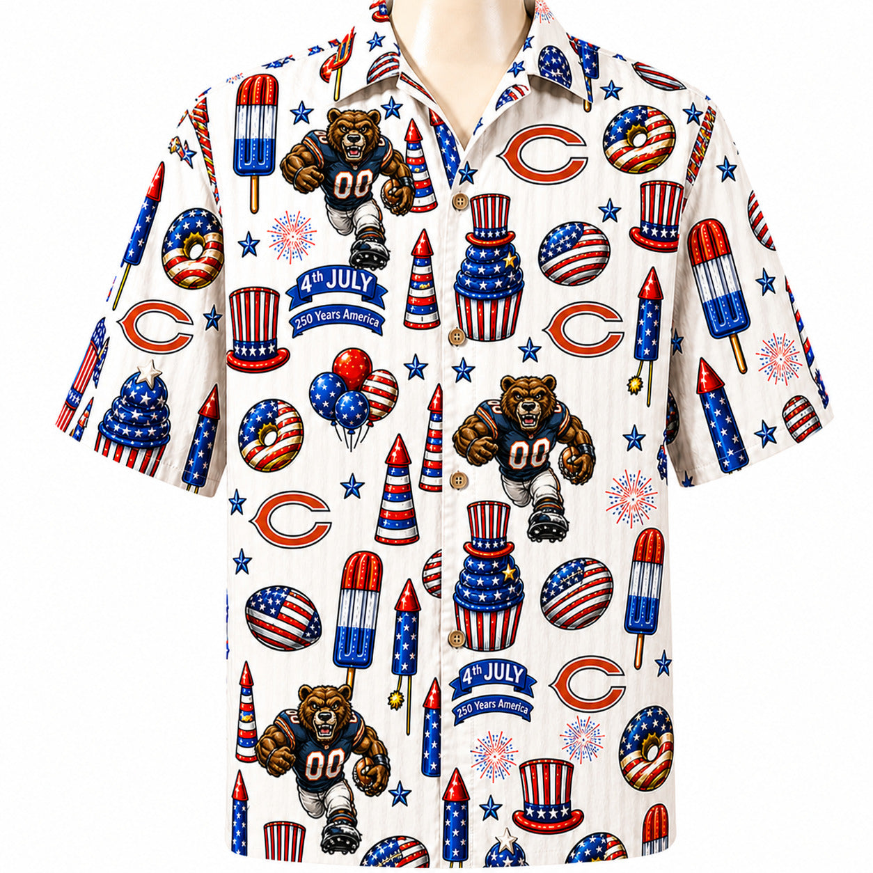 All Football Teams 4th July 250 Years Anniversary America Premium Unisex Hawaiian Shirt For Men and Women