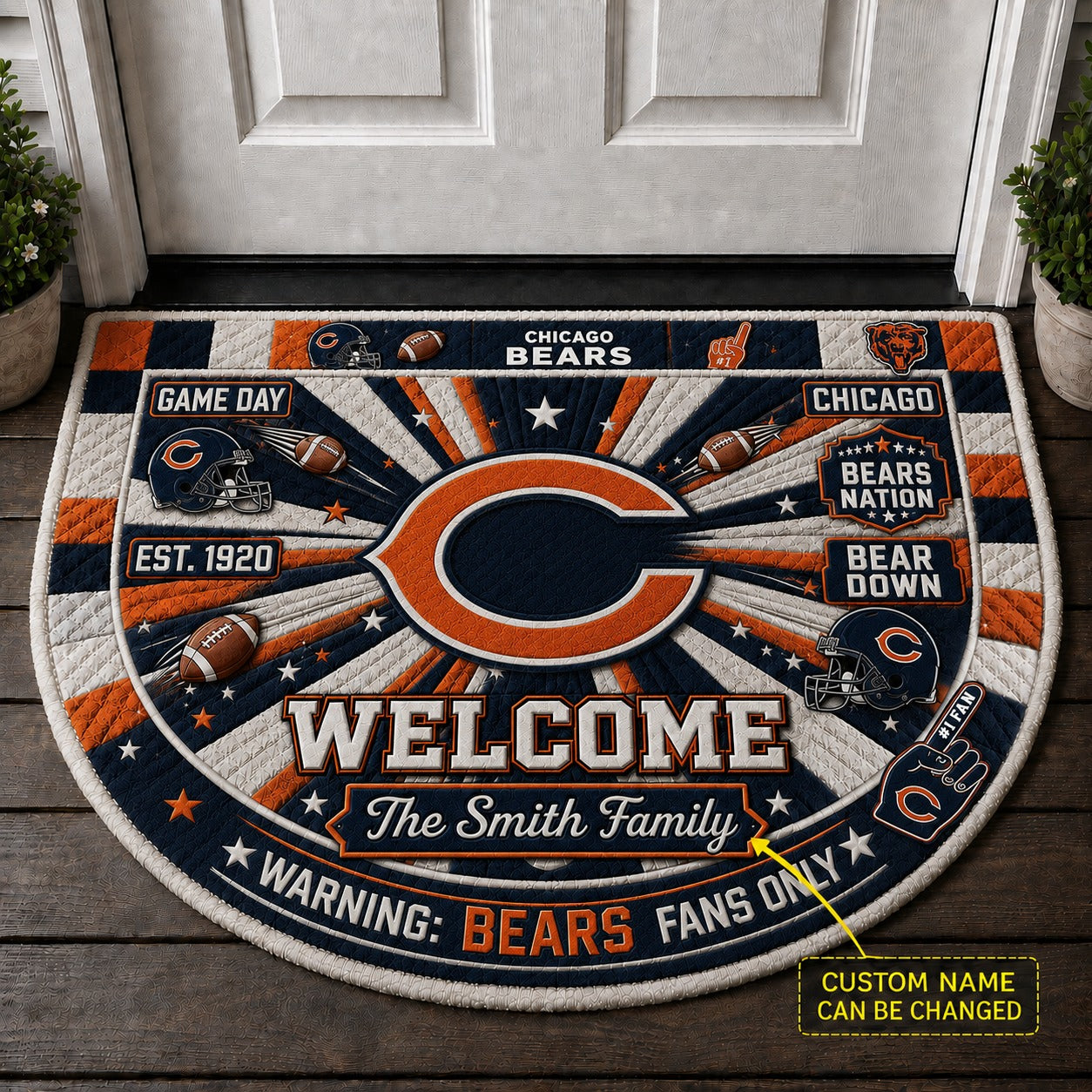 Official-Inspired Football Fan Custom Premium Welcome Mat – Personalized Doormat