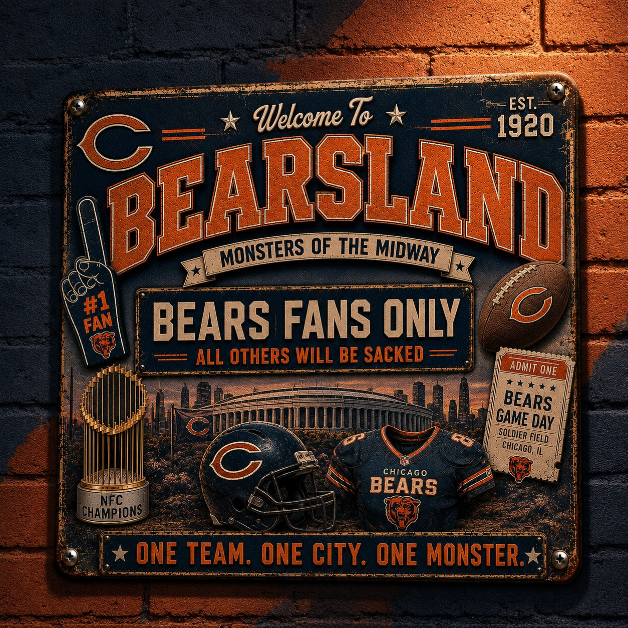 All Football Fans Teams Rustic Only Vintage Metal Sign - 5to9vibe