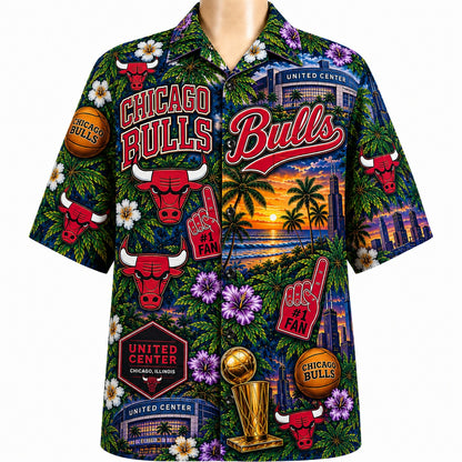 All Basketball Teams Tropical Sunset Paradise Pattern Vibe Summer Party Button-Up Unisex Hawaiian Shirt For Men and Women