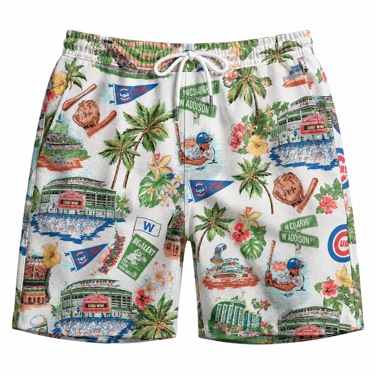 CC Baseball Teams Scenic Pattern Button-Up Unisex Hawaiian Shirt For Men and Women