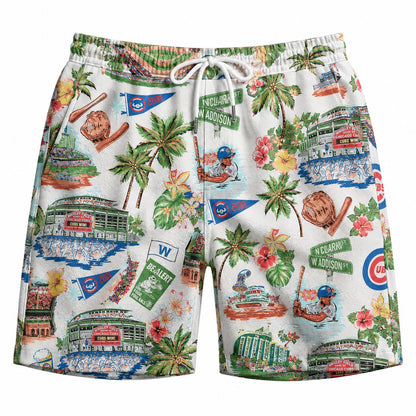 CC Baseball Teams Scenic Pattern Button-Up Unisex Hawaiian Shirt For Men and Women