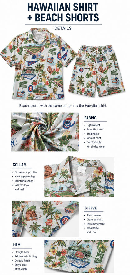 CC Baseball Teams Scenic Pattern Button-Up Unisex Hawaiian Shirt For Men and Women