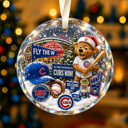 All Baseball Teams Christmas Snow Vibe Round Glass Ornament  With Red Gift Box | 5to9vibe