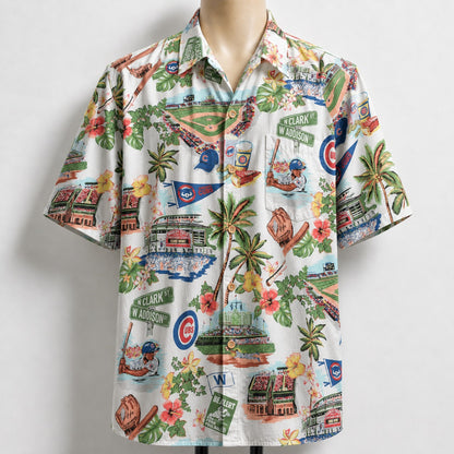 CC Baseball Teams Scenic Pattern Button-Up Unisex Hawaiian Shirt For Men and Women
