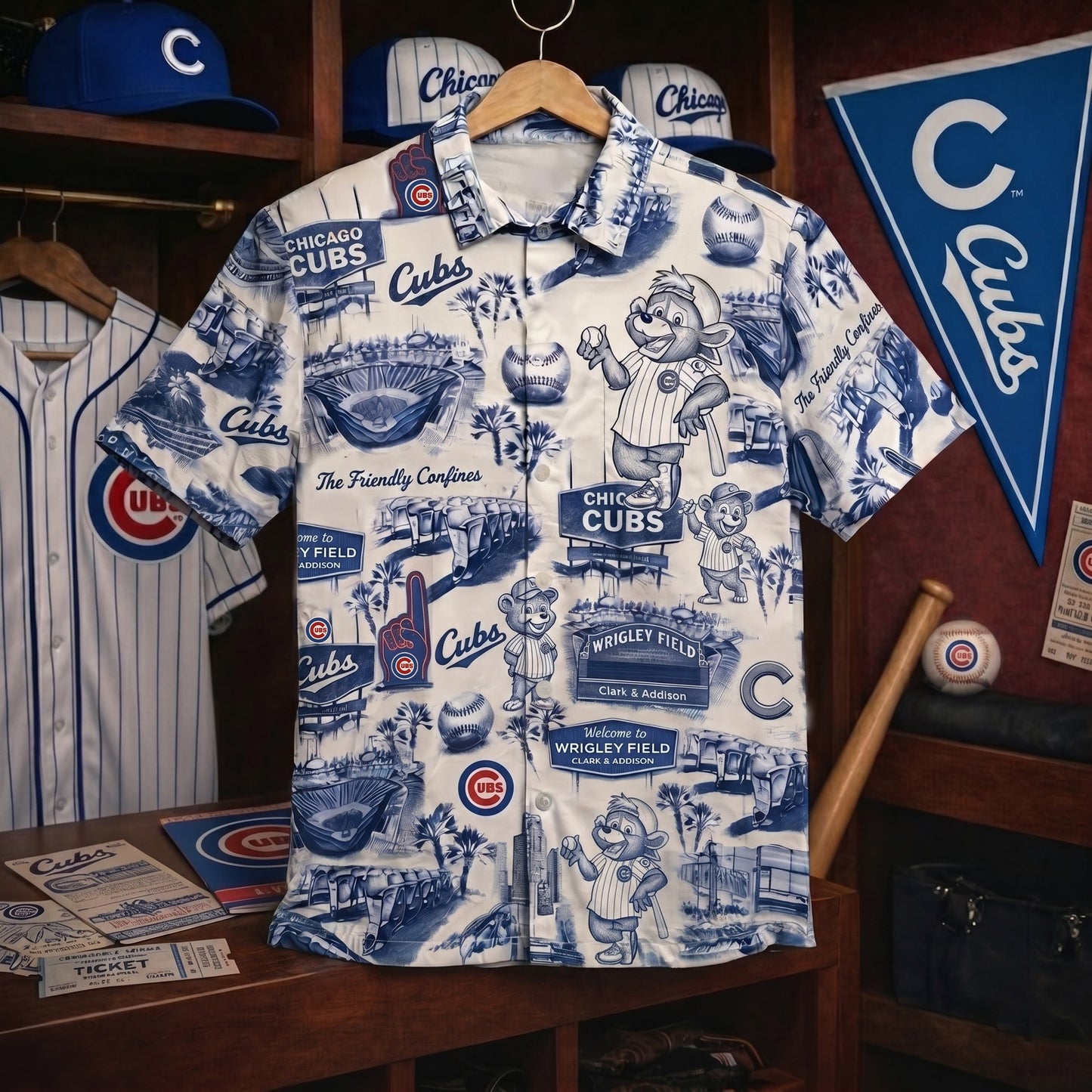 LAD Baseball Stadium SGA Blue Vibe Unisex Hawaiian Shirt