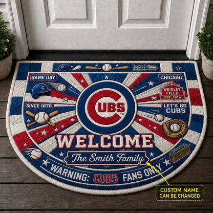 Official-Inspired Baseball Fan Custom Quilted Print Premium Welcome Mat Washable Black Border – Personalized Baseball Doormat