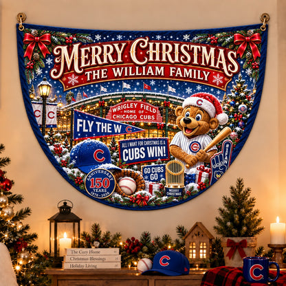 All Baseball Teams Personalized Christmas Night Bunting Flag - 5to9vibe