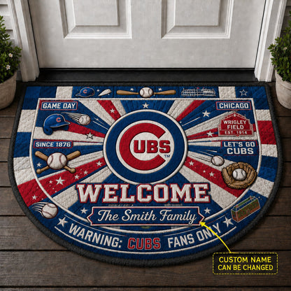 Official-Inspired Baseball Fan Custom Quilted Print Premium Welcome Mat Washable Black Border – Personalized Baseball Doormat