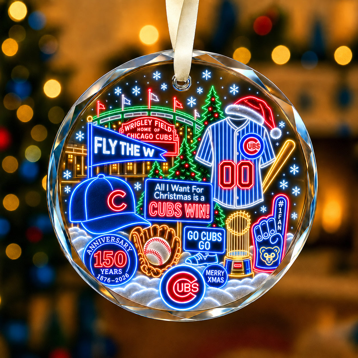 Adorno de vidrio de béisbol, 3 unidades con caja de regalo, equipo de béisbol de Navidad - Adorno de vidrio