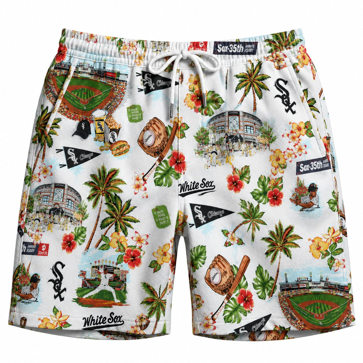 CC Baseball Teams Scenic Pattern Button-Up Unisex Hawaiian Shirt For Men and Women