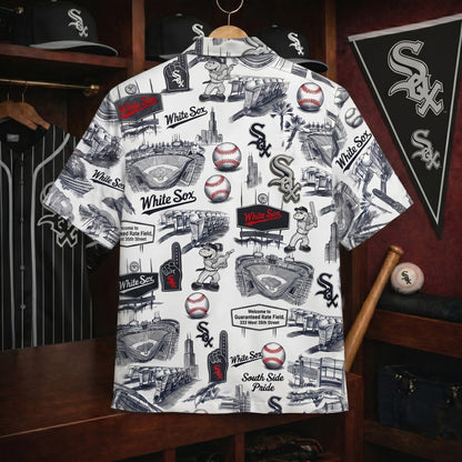 Camisa Hawaiana Unisex Abotonada CWS Baseball Stadium Slogan Edición Legado Vintage