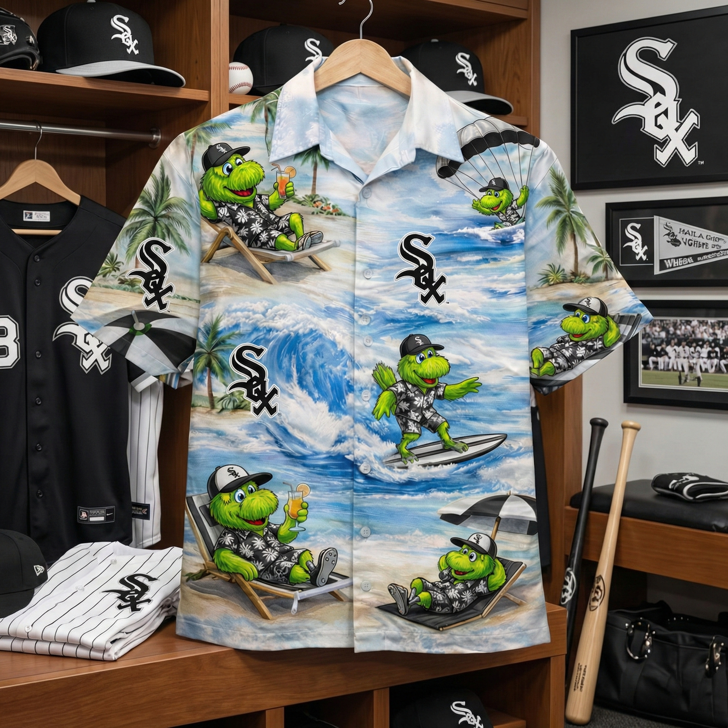 CWS Baseball Mascot Beach Viber Button-Up Unisex Hawaiian Shirt For Men & Women