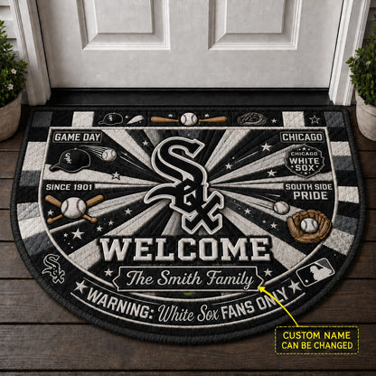 Official-Inspired Baseball Fan Custom Quilted Print Premium Welcome Mat Washable Black Border – Personalized Baseball Doormat