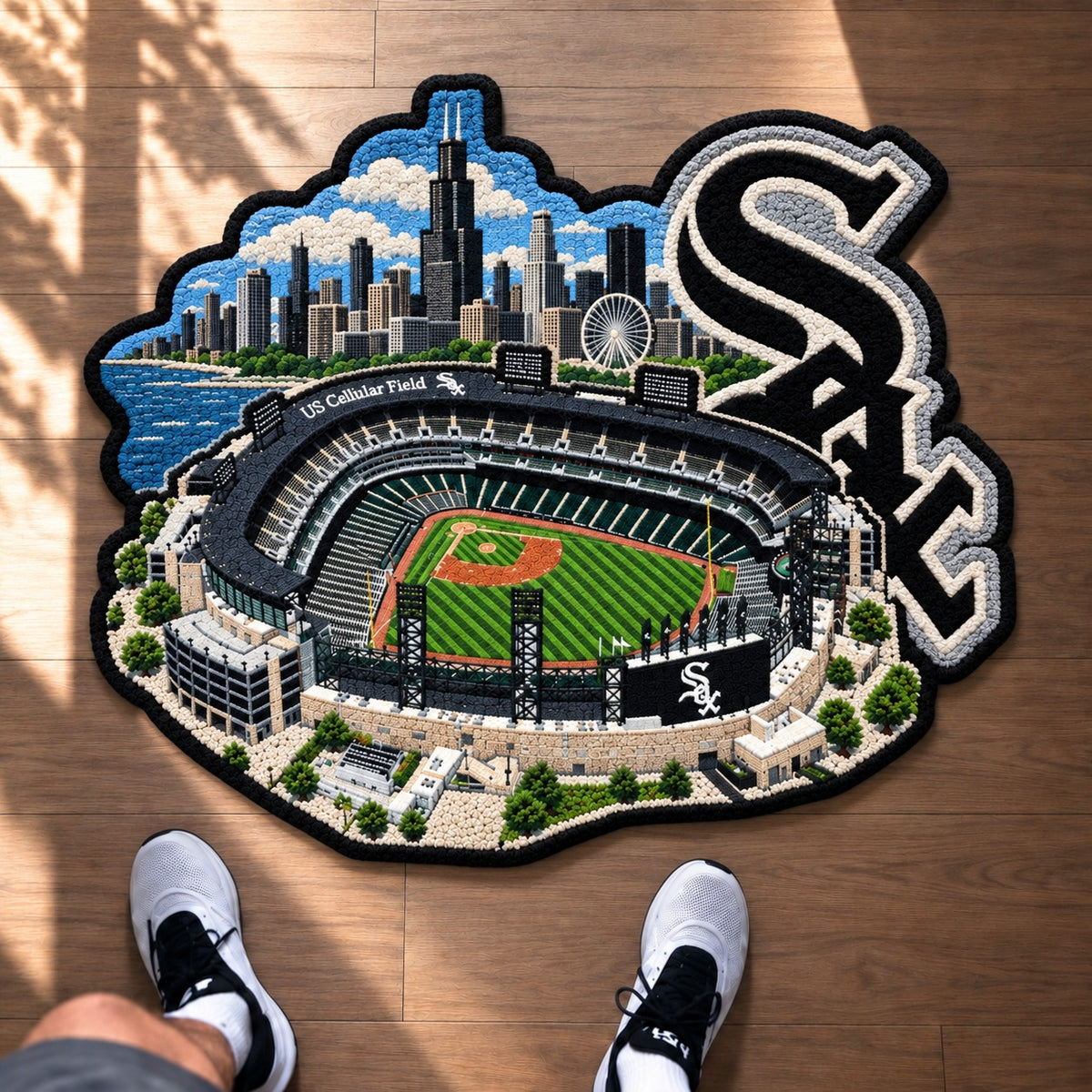 All Baseball Teams Logo Stadium Area Baseball Fan Custom Shape Rug Print Premium Welcome Mat Washable Black Border Personalized Baseball Custom Shape Rug
