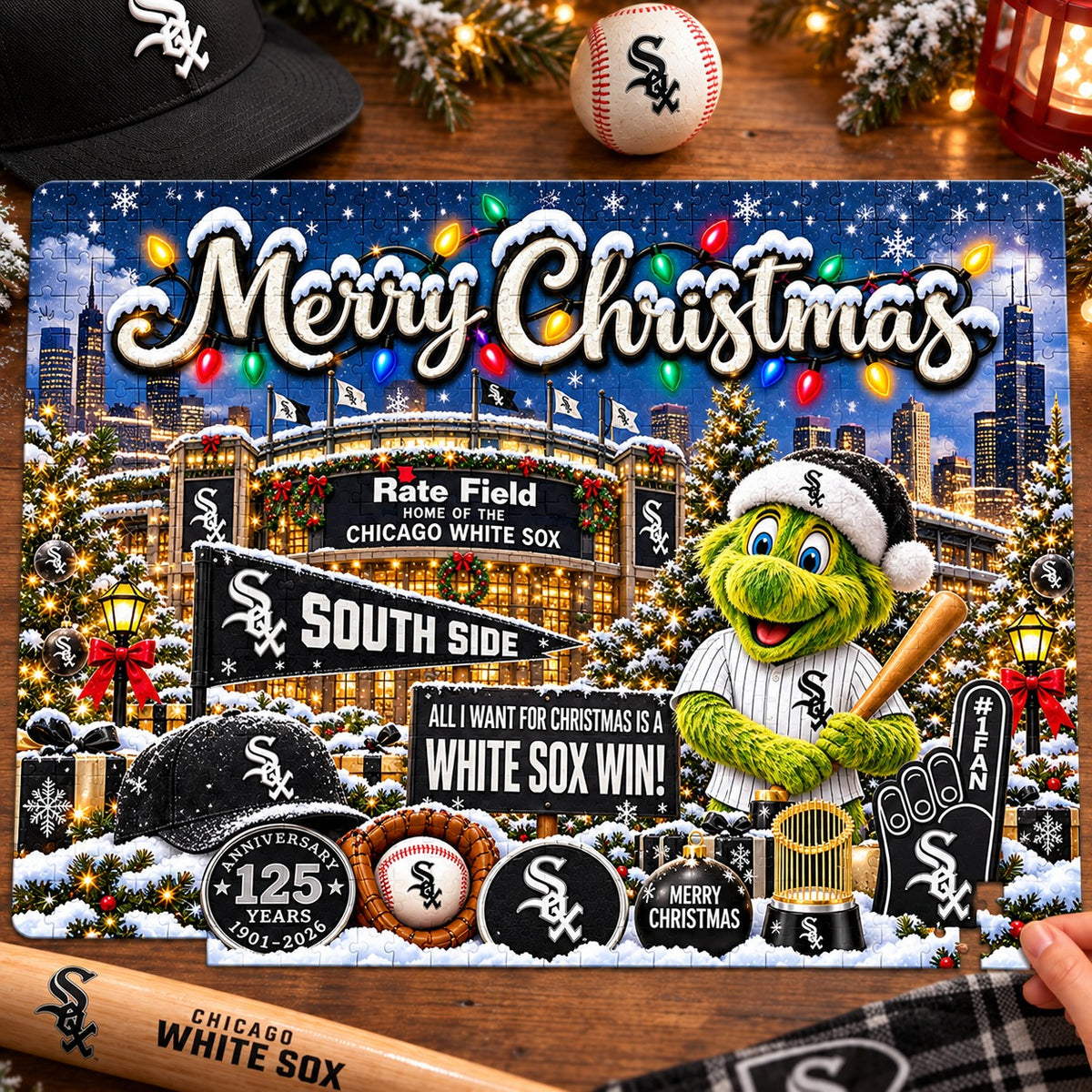 All Baseball Teams Baseball Stadium Personalized  Christmas Jigsaw Puzzle – Choose Your Team, 500 Pieces