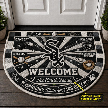Official-Inspired Baseball Fan Custom Quilted Print Premium Welcome Mat Washable Black Border – Personalized Baseball Doormat