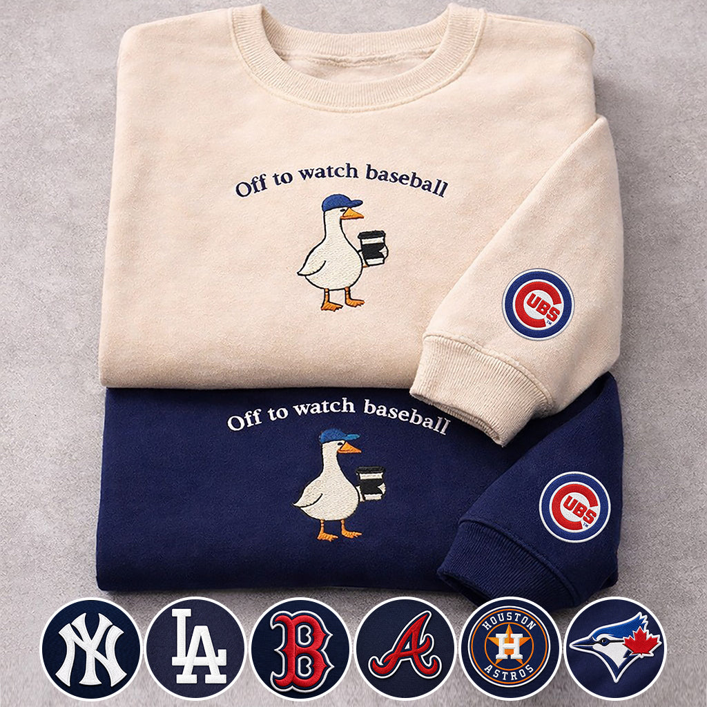 Off to watch Baseball Embroidered Logo Premium Quarter Zip Sweatshirt, Unisex Football Sweatshirt