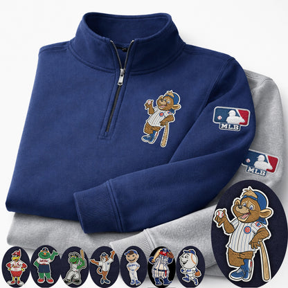 Mascots Baseball Team Embroidered Logo Premium Quarter Zip Sweatshirt, Inspired Quarter Zip Sweater, Unisex Baseball Sweatshirt