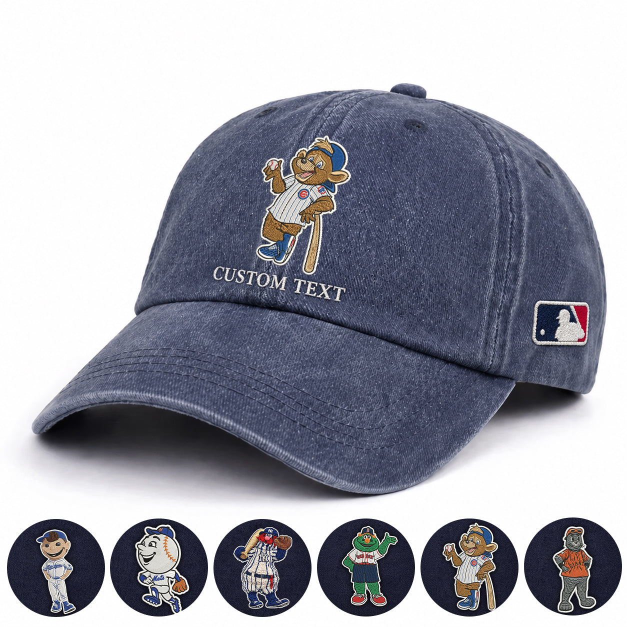 Mascots Baseball Cap All Teams Embroidered Logo Premium Wash Cap