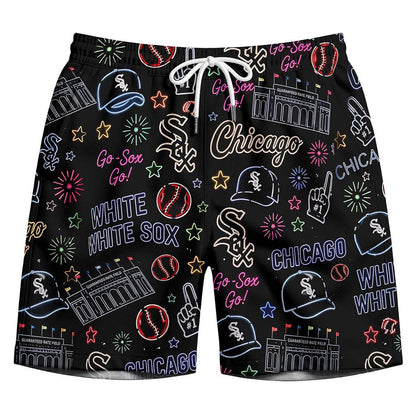 All Baseball Teams Neon Pattern Vibe Summer Party Button-Up Unisex Hawaiian Shirt For Men and Women