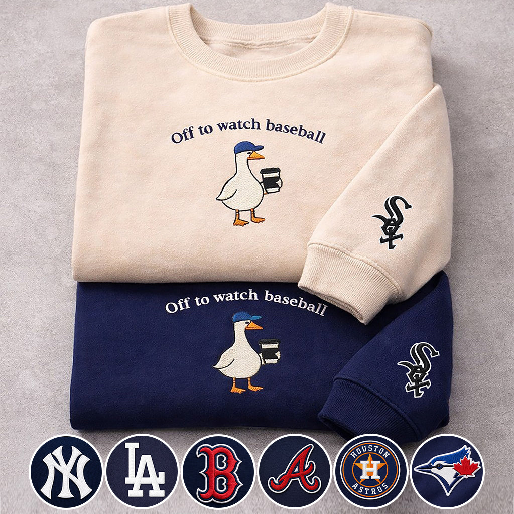 Off to watch Baseball Embroidered Logo Premium Quarter Zip Sweatshirt, Unisex Football Sweatshirt
