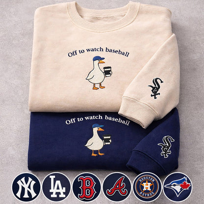 Off to watch Baseball Embroidered Logo Premium Quarter Zip Sweatshirt, Unisex Football Sweatshirt