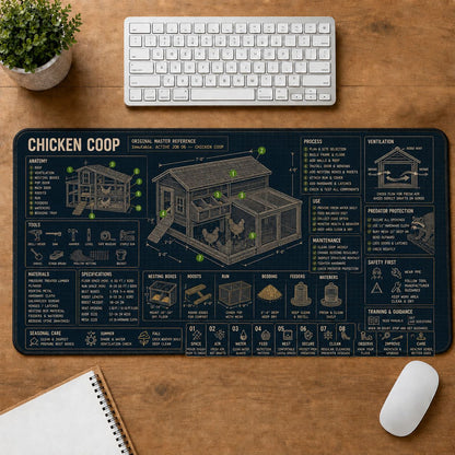 Chicken Coop Home and Workshop Technical Guide Desk Mat | 5To9Vibe