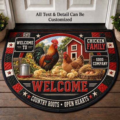 Chicken Family Personalized Half Round Mat | 5To9Vibe